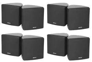 Cube Black 3.5" 2-Way 8-Ohm Home Theater Wall Speakers, 8-Pack | 150W Peak / 60W RMS, 0.5" PEI Tweeter, 360° Swivel Wall Mount Brackets, Euro Block Terminals, ABS Cabinet, Shielded Grill Cube Black 3.5" 2-Way 8-Ohm Home Theater Wall Speakers, 8-Pack | 150W Peak / 60W RMS, 0.5" PEI Tweeter, 360° Swivel Wall Mount Brackets, Euro Block Terminals, ABS Cabinet, Shielded Grill
