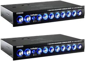 EQ-709X 7 Band 9 Volt Universal Half DIN Graphic Car Audio Equalizer for Car Stereo Sound System Subwoofer Speakers (2 Pack) EQ-709X 7 Band 9 Volt Universal Half DIN Graphic Car Audio Equalizer for Car Stereo Sound System Subwoofer Speakers (2 Pack)
