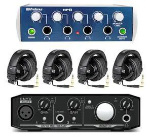 Bundle: HP4 Headphone Amplifier Bundle with (4) HD9 Studio Headphones and 2x2 USB Audio Recording Studio Interface (2 Items) Bundle: HP4 Headphone Amplifier Bundle with (4) HD9 Studio Headphones and 2x2 USB Audio Recording Studio Interface (2 Items)