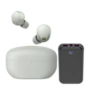 WF-1000XM5 Truly Wireless Noise-Canceling Earbuds (Silver) Bundle | Noise-canceling Accessory, Best Noise Cancellation, Multi Noise Sensor technology, (2 items) WF-1000XM5 Truly Wireless Noise-Canceling Earbuds (Silver) Bundle | Noise-canceling Accessory, Best Noise Cancellation, Multi Noise Sensor technology, (2 items)