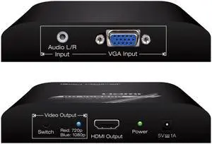 KD-VCS500: VGA to HDMI Converter Scaler converts VGA Video and Analog Audio to Digital HDMI Video and Audio KD-VCS500: VGA to HDMI Converter Scaler converts VGA Video and Analog Audio to Digital HDMI Video and Audio