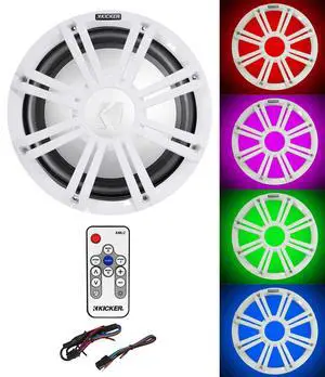 Bundle: Kicker 45KMF102 10" RMS Marine Boat Subwoofer Bundle with 45KMG10W 10" White Grille w/LED Subwoofer & 41KMLC KMLC LED Light Controller (3 Items) Bundle: Kicker 45KMF102 10" RMS Marine Boat Subwoofer Bundle with 45KMG10W 10" White Grille w/LED Subwoofer & 41KMLC KMLC LED Light Controller (3 Items)