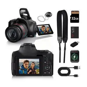 4K Digital Cameras for Photography & Vlogging,72MP WiFi Touch Screen Vlogging Camera,4K Video Camera,12X Optical Zoom,with Flash,Anti-Shake, with Flash with 270°Flip Screen,2 Batteries,32GB Card 4K Digital Cameras for Photography & Vlogging,72MP WiFi Touch Screen Vlogging Camera,4K Video Camera,12X Optical Zoom,with Flash,Anti-Shake, with Flash with 270°Flip Screen,2 Batteries,32GB Card