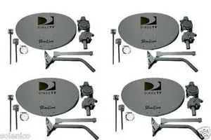 LOT 4 Slimline DTV Dish Antennas KA/KU HD MPEG4 W/MONOPOLES NO LNBF LOT 4 Slimline DTV Dish Antennas KA/KU HD MPEG4 W/MONOPOLES NO LNBF