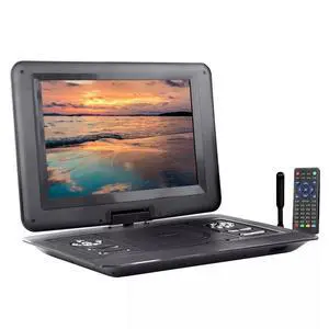 13.3 Inch Portable DVD Player and TV with Swivel TFT LED Screen, USB/HD/AV Inputs, Rechargeable Battery, and Car Adapter for Travel and Road Trips (Black) 13.3 Inch Portable DVD Player and TV with Swivel TFT LED Screen, USB/HD/AV Inputs, Rechargeable Battery, and Car Adapter for Travel and Road Trips (Black)