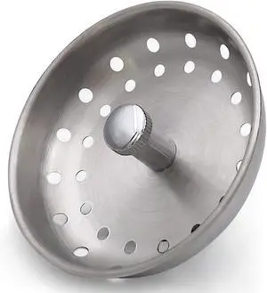 GZILA Kitchen Sink Basket Strainer Stopper, Replacement for 3-1/2 Inch Standard Kitchen Sink Drain, 304 Stainless Steel Brushed Nickel, Rubber Stop, Metal Knob GZILA Kitchen Sink Basket Strainer Stopper, Replacement for 3-1/2 Inch Standard Kitchen Sink Drain, 304 Stainless Steel Brushed Nickel, Rubber Stop, Metal Knob