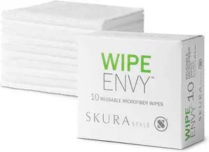 Skura Style Wipe Envy Microfiber Cleaning Cloth, Reusable, White, 10 Count Skura Style Wipe Envy Microfiber Cleaning Cloth, Reusable, White, 10 Count