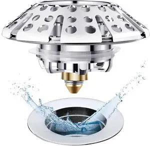 AzWzz Universal Tub Stopper Bathtub Drain Plug, Pop Up Tub Drain Hair Catcher, Drain Cover with Strainer, for 1-3/8 to 2in Bath Drain Hole AzWzz Universal Tub Stopper Bathtub Drain Plug, Pop Up Tub Drain Hair Catcher, Drain Cover with Strainer, for 1-3/8 to 2in Bath Drain Hole