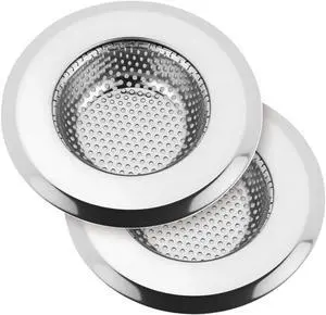 Kitchen Sink Drain Strainer, Premium Stainless Steel Rust-Proof Wide Rim Kitchen Drain Strainer Stopper Filter Basket for Kitchen Sinks (2 Pack) Kitchen Sink Drain Strainer, Premium Stainless Steel Rust-Proof Wide Rim Kitchen Drain Strainer Stopper Filter Basket for Kitchen Sinks (2 Pack)