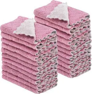 22 Pack Kitchen Dish Cloths, Reusable Dish Towels, Nonstick Oil Washable Fast Drying, Super Absorbent Coral Velvet Cleaning Cloths for Cleaning Tableware, Kitchen, Bathroom (Purple-grey10" x 6") 22 Pack Kitchen Dish Cloths, Reusable Dish Towels, Nonstick Oil Washable Fast Drying, Super Absorbent Coral Velvet Cleaning Cloths for Cleaning Tableware, Kitchen, Bathroom (Purple-grey10" x 6")