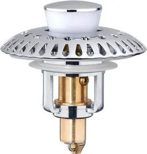 Bathroom Sink Stopper for 1.06"-1.65" Drain Holes, 2 in 1 Bath Sink Drain Strainer Stopper, Pop Up Drain Cover Plug with Hair Catcher, Stainless Steel (Chrome Silver-1p) Bathroom Sink Stopper for 1.06"-1.65" Drain Holes, 2 in 1 Bath Sink Drain Strainer Stopper, Pop Up Drain Cover Plug with Hair Catcher, Stainless Steel (Chrome Silver-1p)