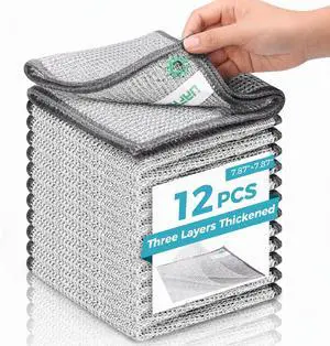 12pcs Upgrade 3-Layer Non-Scratch Steel Wool Dish Rags for Washing Dishes 12pcs Upgrade 3-Layer Non-Scratch Steel Wool Dish Rags for Washing Dishes
