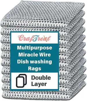 CrafTreat Non Scratch Wire Dishwashing Rag, 10 Pack Double Layer Reusable Wire Dishcloth, Silver Mesh Metal Cleaning Cloth for Pots, Pans, Sink, Steel Cookware, Wet & Dry Cleaning CrafTreat Non Scratch Wire Dishwashing Rag, 10 Pack Double Layer Reusable Wire Dishcloth, Silver Mesh Metal Cleaning Cloth for Pots, Pans, Sink, Steel Cookware, Wet & Dry Cleaning