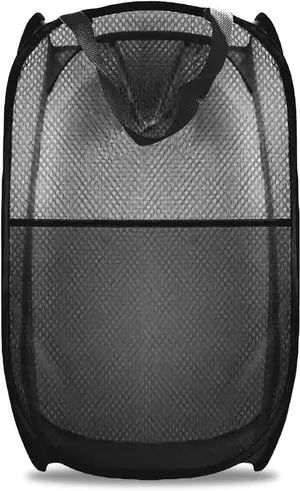Collapsible Pop Up Laundry Hamper, Extra Large Mesh Foldable Laundry Basket, 28" x 16" x 16"(Black) Collapsible Pop Up Laundry Hamper, Extra Large Mesh Foldable Laundry Basket, 28" x 16" x 16"(Black)