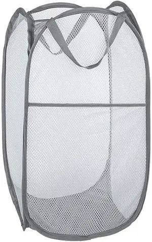 Larpur Popup Mesh Laundry Basket, Collapsible Laundry Hamper Portable Clothes Washing Laundry Hamper with Reinforced Carry Handles for Home, Dormitories, Travel, Apartments (Grey) Larpur Popup Mesh Laundry Basket, Collapsible Laundry Hamper Portable Clothes Washing Laundry Hamper with Reinforced Carry Handles for Home, Dormitories, Travel, Apartments (Grey)
