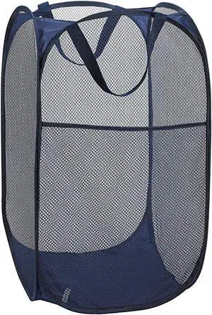 Larpur Popup Mesh Laundry Basket, Collapsible Clothes Washing Laundry Hamper with Reinforced Carry Handles, Portable Foldable Dirty Clothes Hamper for Home Dorm Cruise Travel (Blue) Larpur Popup Mesh Laundry Basket, Collapsible Clothes Washing Laundry Hamper with Reinforced Carry Handles, Portable Foldable Dirty Clothes Hamper for Home Dorm Cruise Travel (Blue)