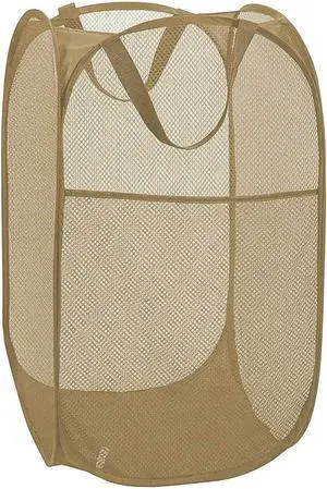Larpur Popup Mesh Laundry Basket, Collapsible and Portable Clothes Washing Laundry Hamper with Reinforced Carry Handle (Beige) Larpur Popup Mesh Laundry Basket, Collapsible and Portable Clothes Washing Laundry Hamper with Reinforced Carry Handle (Beige)