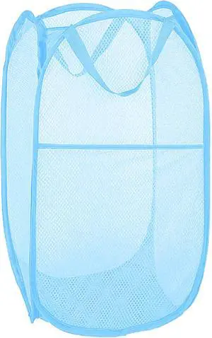 Larpur Pop up Laundry Hamper, Collapsible Laundry Basket, Portable Mesh Clothes Hamper for Home Room, College Dorm, Apartment, Foldable Hamper with Carry Handles, Sky Blue Larpur Pop up Laundry Hamper, Collapsible Laundry Basket, Portable Mesh Clothes Hamper for Home Room, College Dorm, Apartment, Foldable Hamper with Carry Handles, Sky Blue
