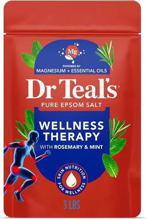 Dr Teal's Epsom Salt Magnesium Soak, Wellness Therapy with Rosemary & Mint, 3 lbs Dr Teal's Epsom Salt Magnesium Soak, Wellness Therapy with Rosemary & Mint, 3 lbs