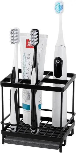 Electric Toothbrush Holders for Bathrooms Toothpaste Organizer, Black Electric Toothbrush Holders for Bathrooms Toothpaste Organizer, Black