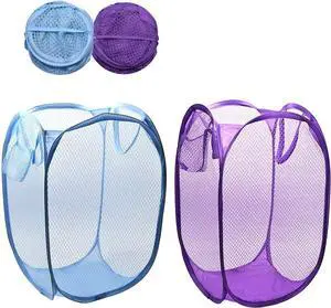 RZJZGZ Foldable Pop-Up Mesh Laundry Hamper with Side Pocket Clothes Laundry Basket Storage Bag with Carry Handles for Dirty Clothes (2 Pack) RZJZGZ Foldable Pop-Up Mesh Laundry Hamper with Side Pocket Clothes Laundry Basket Storage Bag with Carry Handles for Dirty Clothes (2 Pack)