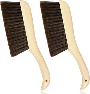 2 Pieces Woooden Hand Broom Dust Brush with Wood Handle Whisk Broom Soft Bristle Brush Home Cleaning Brush for Counter Bed Sofa Car Fireplace Clothes Household Cleaning(Brown) 2 Pieces Woooden Hand Broom Dust Brush with Wood Handle Whisk Broom Soft Bristle Brush Home Cleaning Brush for Counter Bed Sofa Car Fireplace Clothes Household Cleaning(Brown)