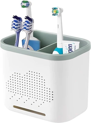 2 Slots Toothbrush Holder and Toothpaste Holder with Drain Hole, Detachable Easy Cleaning Multi-Functional Organizer Caddy Storage for Bathroom Vanity Sink Kitchen (White+Green 2 compartments) 2 Slots Toothbrush Holder and Toothpaste Holder with Drain Hole, Detachable Easy Cleaning Multi-Functional Organizer Caddy Storage for Bathroom Vanity Sink Kitchen (White+Green 2 compartments)