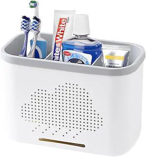 3 Slots Toothbrush Holder and Toothpaste Holder with Drain Hole, Detachable Easy Cleaning Multi-Functional Organizer Caddy Storage for Bathroom Vanity Sink Kitchen (White+Gray 3 compartments) 3 Slots Toothbrush Holder and Toothpaste Holder with Drain Hole, Detachable Easy Cleaning Multi-Functional Organizer Caddy Storage for Bathroom Vanity Sink Kitchen (White+Gray 3 compartments)