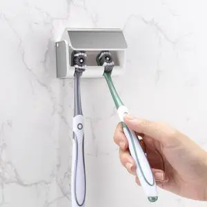 Toothbrush Holders Wall Mounted with Cover (1, Brushed Silver) Toothbrush Holders Wall Mounted with Cover (1, Brushed Silver)