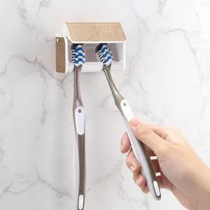 Toothbrush Holders Wall Mounted with Cover (1, Wood Grain) Toothbrush Holders Wall Mounted with Cover (1, Wood Grain)