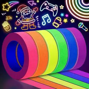 6 Pack Neon Gaffers Cloth Tape 0.6" x 16.5ft UV Blacklight Glow Tape 6 Pack Neon Gaffers Cloth Tape 0.6" x 16.5ft UV Blacklight Glow Tape