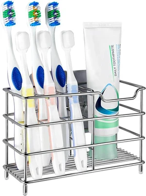 Linkidea Stainless Steel Toothbrush Holder Stand for Shower, Bathroom, Wall Mount/Countertop 7 Slot Organizer for Manual Toothbrush, Compatible with Colgate Extra Clean, Oral-B CrossAction Linkidea Stainless Steel Toothbrush Holder Stand for Shower, Bathroom, Wall Mount/Countertop 7 Slot Organizer for Manual Toothbrush, Compatible with Colgate Extra Clean, Oral-B CrossAction