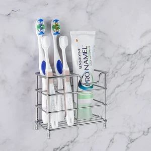 Linkidea Wall Mount Toothbrush Holder for Bathroom, Stainless Steel Stand for Electric Toothbrush, Toothpaste, Razor, Self Adhesive/Countertop 5 Slots Organizer (Chrome) Linkidea Wall Mount Toothbrush Holder for Bathroom, Stainless Steel Stand for Electric Toothbrush, Toothpaste, Razor, Self Adhesive/Countertop 5 Slots Organizer (Chrome)