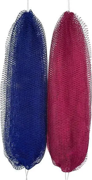 African Net Sponge Authentic, 2 Pieces African Exfoliating Net Sponge with Knots, Quick-Drying Body Scrub Net, Bath Washcloth Loofah for Women and Men (Navy Blue+Rose) African Net Sponge Authentic, 2 Pieces African Exfoliating Net Sponge with Knots, Quick-Drying Body Scrub Net, Bath Washcloth Loofah for Women and Men (Navy Blue+Rose)