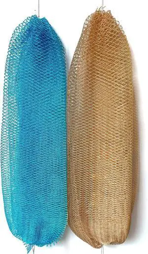 African Net Sponge Authentic, 2 Pieces African Exfoliating Net Sponge with Knots, Quick-Drying Body Scrub Net, Bath Washcloth Loofah for Women and Men (Champagne+Baby Blue) African Net Sponge Authentic, 2 Pieces African Exfoliating Net Sponge with Knots, Quick-Drying Body Scrub Net, Bath Washcloth Loofah for Women and Men (Champagne+Baby Blue)