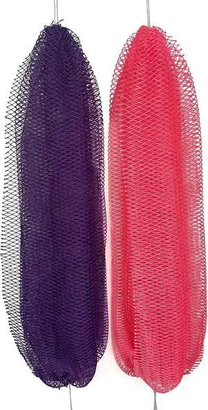 African Net Sponge Authentic, 2 Pieces African Exfoliating Net Sponge with Knots, Quick-Drying Body Scrub Net, Bath Washcloth Loofah for Women and Men (Purple+Pink) African Net Sponge Authentic, 2 Pieces African Exfoliating Net Sponge with Knots, Quick-Drying Body Scrub Net, Bath Washcloth Loofah for Women and Men (Purple+Pink)
