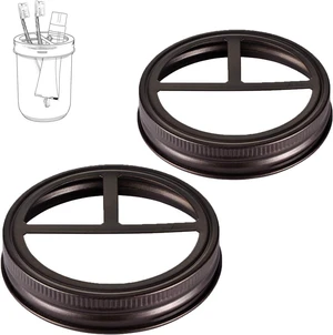 SheeChung 2 Pack Mason Jar Toothbrush Holder Lids, Wide Mouth ONLY, Bronze SheeChung 2 Pack Mason Jar Toothbrush Holder Lids, Wide Mouth ONLY, Bronze