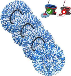 4 Pack Mop Replace Heads Compatible for OCeda, Spin Mop Refill Head Replacement for RinseClean 2-Tank System - Fluffy Microfiber, Machine Washable and Easy to Replace 4 Pack Mop Replace Heads Compatible for OCeda, Spin Mop Refill Head Replacement for RinseClean 2-Tank System - Fluffy Microfiber, Machine Washable and Easy to Replace