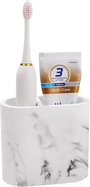Diatomite Toothbrush Holders for Bathrooms, Electric Tooth Brush and Toothpaste Holder for Bathroom Countertop, Marble White Bathroom Accessories, 2 Slots Toothbrush Organizer Diatomite Toothbrush Holders for Bathrooms, Electric Tooth Brush and Toothpaste Holder for Bathroom Countertop, Marble White Bathroom Accessories, 2 Slots Toothbrush Organizer