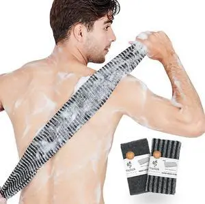 Yiclick Exfoliating Body Scrubber, Back Scrubber for Shower Bath, Japanese Scrub Wash Cloth, Exfoliating Washcloth Towel for Men Women, Body Exfoliator Loofah Luffa Sponge Net Rag Back Washer (Black) Yiclick Exfoliating Body Scrubber, Back Scrubber for Shower Bath, Japanese Scrub Wash Cloth, Exfoliating Washcloth Towel for Men Women, Body Exfoliator Loofah Luffa Sponge Net Rag Back Washer (Black)