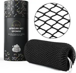 AURAE Premium African Net Sponge Authentic Exfoliating Body Scrubber, 45-Inch, Quick-Drying Black AURAE Premium African Net Sponge Authentic Exfoliating Body Scrubber, 45-Inch, Quick-Drying Black