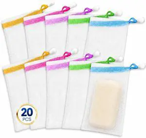 Lagincig 20 Pcs Soap Bag - Mesh Bar Soap Pouch with Drawstring, Nylon Foaming Holder for Shower, Travel, Gym, Bathroom Lagincig 20 Pcs Soap Bag - Mesh Bar Soap Pouch with Drawstring, Nylon Foaming Holder for Shower, Travel, Gym, Bathroom