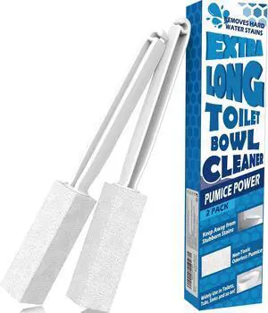 2 Pack Pumice Stone for Toilet Cleaning, Extra Long Handle for Removing Bowl Ring, Pool, Bathroom, Toilet Brush (White) 2 Pack Pumice Stone for Toilet Cleaning, Extra Long Handle for Removing Bowl Ring, Pool, Bathroom, Toilet Brush (White)