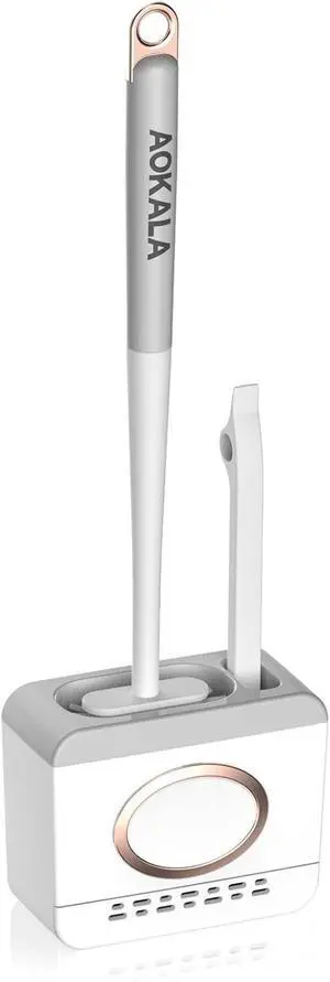 Toilet Bowl Cleaning Set - Silicone Brush with Holder, Deep Cleaning Scrubber - Light Gray Toilet Bowl Cleaning Set - Silicone Brush with Holder, Deep Cleaning Scrubber - Light Gray