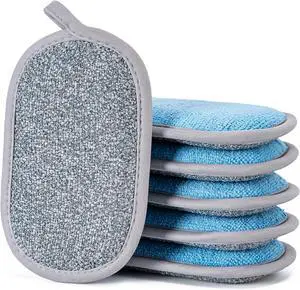 Non Scratch Scrub Sponge-6pack, Dual-Sided Sponges Kitchen(M,Gray-Blue) Non Scratch Scrub Sponge-6pack, Dual-Sided Sponges Kitchen(M,Gray-Blue)