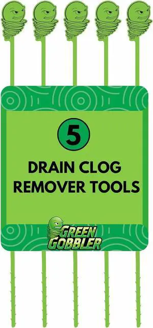 Green Gobbler Hair Grabber Drain Snake - 5 Pack (Great for Sink & Shower Clogs) Green Gobbler Hair Grabber Drain Snake - 5 Pack (Great for Sink & Shower Clogs)