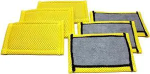 Microfiber Dish and Kitchen Scrubbing Sponge - 4.25"x6.25" - Dish Sponge Replacement, Scratch-Free Scouring Pad, Laundry and Dishwasher Safe (6, Grey and Gold) Microfiber Dish and Kitchen Scrubbing Sponge - 4.25"x6.25" - Dish Sponge Replacement, Scratch-Free Scouring Pad, Laundry and Dishwasher Safe (6, Grey and Gold)