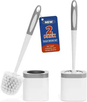 Holaloha Toilet Brush and Holder Set, Space Saving, 2 Pack, White Holaloha Toilet Brush and Holder Set, Space Saving, 2 Pack, White