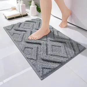 Bath Mat & Bathroom-Rugs 24x16, Ultra Soft Machine Washable Microfiber Bath Mat, Absorbent Quick Dry Non Slip Rug for Bathroom Floor, Tub and Shower, Grey Bath Mat & Bathroom-Rugs 24x16, Ultra Soft Machine Washable Microfiber Bath Mat, Absorbent Quick Dry Non Slip Rug for Bathroom Floor, Tub and Shower, Grey