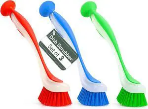 Zuvo Dish Brush Set of 3 with Suction Cup Dish Scrubber & Cleaning Brush Zuvo Dish Brush Set of 3 with Suction Cup Dish Scrubber & Cleaning Brush